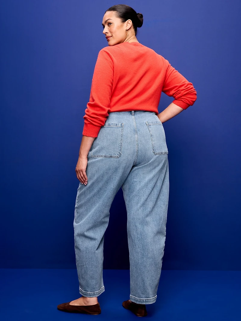 High-Waisted Baggy Barrel Jeans