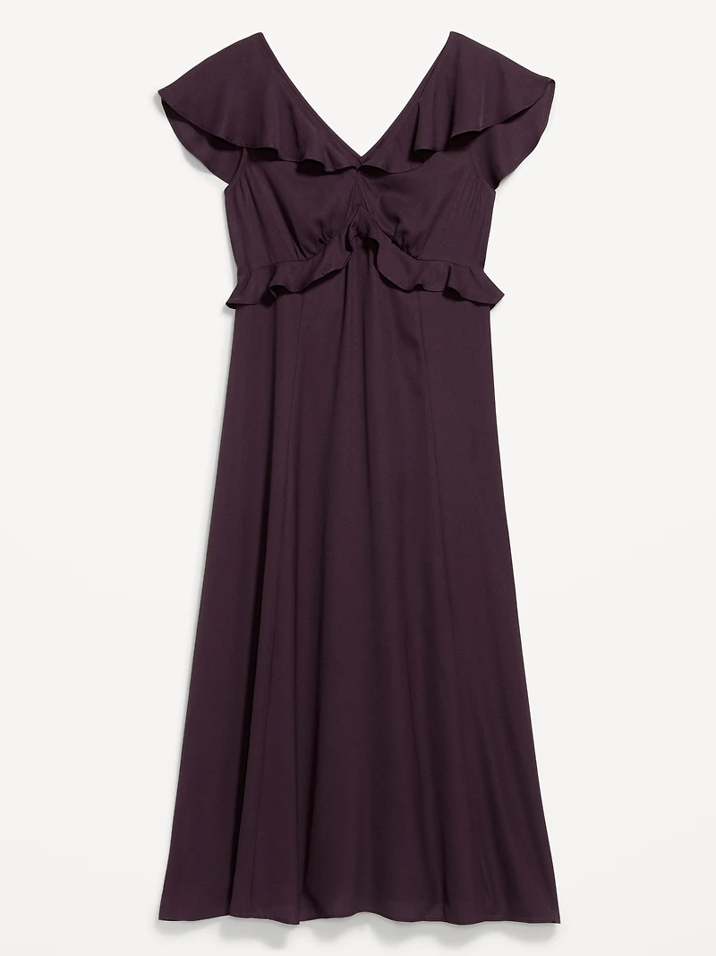 Flutter-Sleeve Crepe Maxi Dress