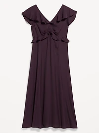 Flutter-Sleeve Crepe Maxi Dress