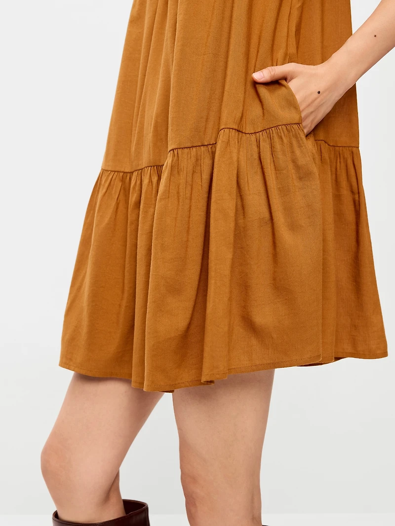 Flutter-Sleeve Mini Swing Dress