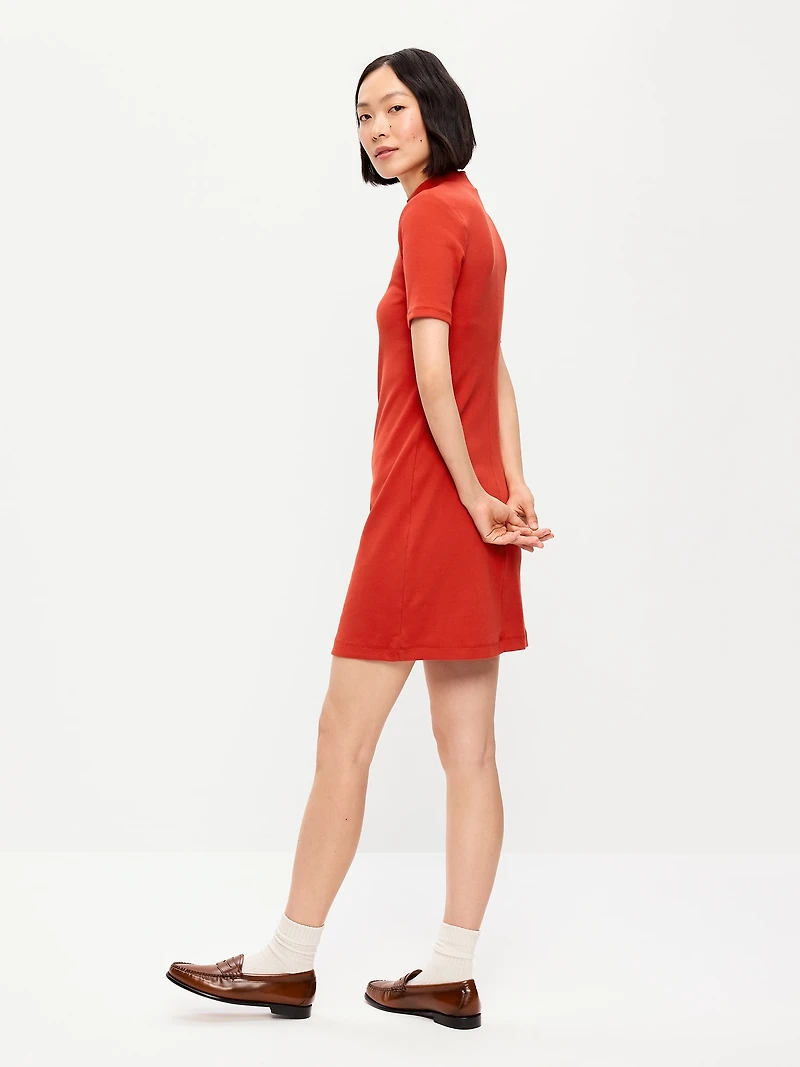 Snug Mock-Neck Bodycon Mini Dress