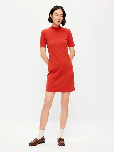 Snug Mock-Neck Bodycon Mini Dress
