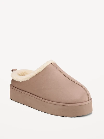Faux-Suede Platform Mule Clogs for Women