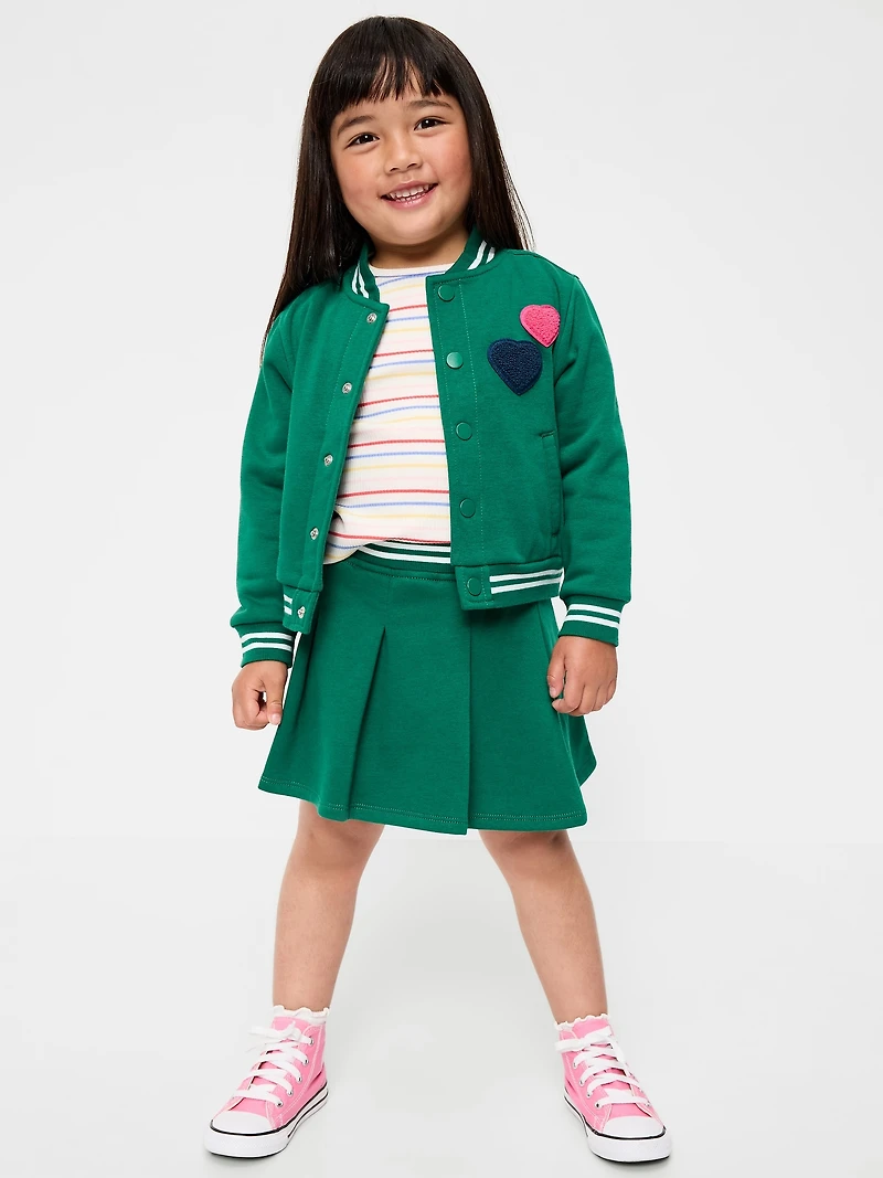 Fleece Bomber Jacket and Pleated Skirt Set for Toddler Girls