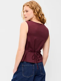 Sleeveless V-Neck Tie-Back Top