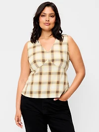 Sleeveless V-Neck Tie-Back Top