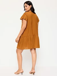 Flutter-Sleeve Mini Swing Dress