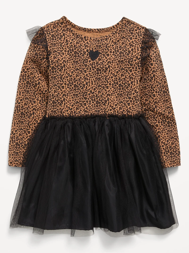 Long-Sleeve Fit and Flare Tutu Dress for Toddler Girls