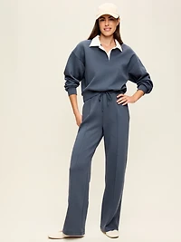 Mid-Rise Dynamic Fleece Textured Wide-Leg Sweatpants