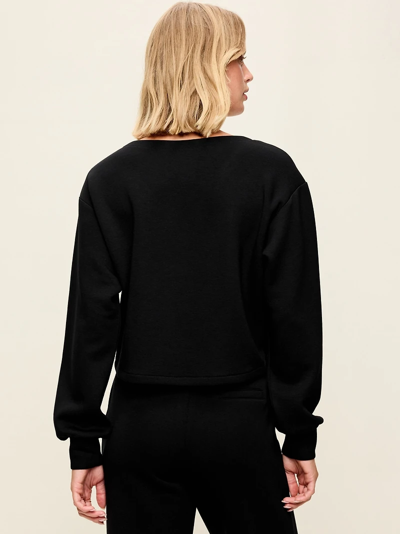 Bounce Fleece Long-Sleeve Twist-Front Top