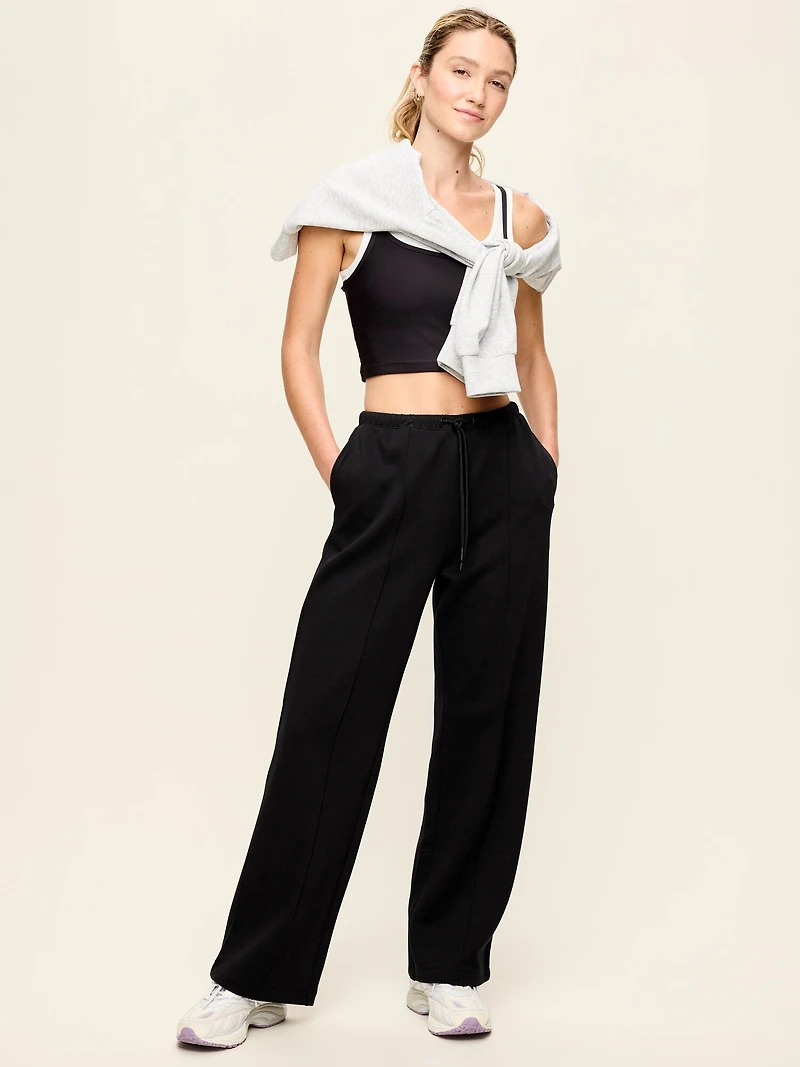 Mid-Rise Dynamic Fleece Textured Wide-Leg Sweatpants