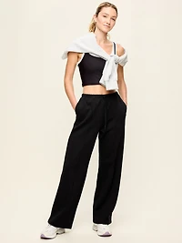 Mid-Rise Dynamic Fleece Textured Wide-Leg Sweatpants