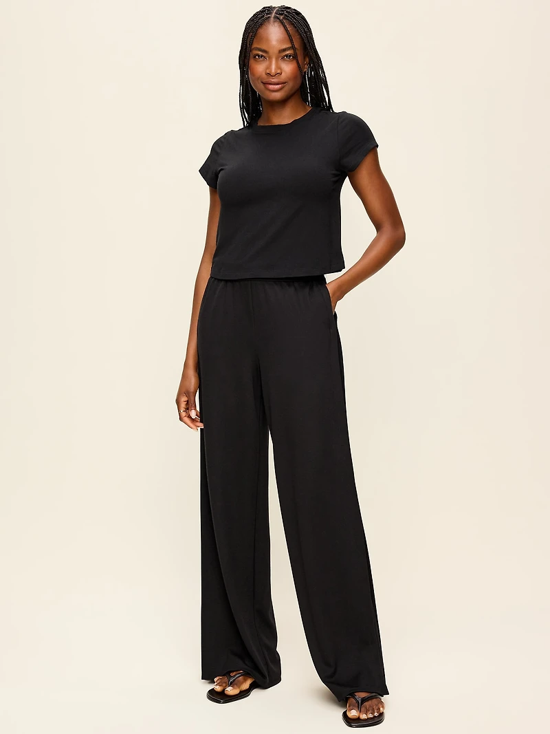 High-Waisted Bounce Lite Drapey Wide-Leg Pleated Pants