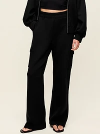 High-Waisted Bounce Fleece Wide-Leg Cargo Sweatpants