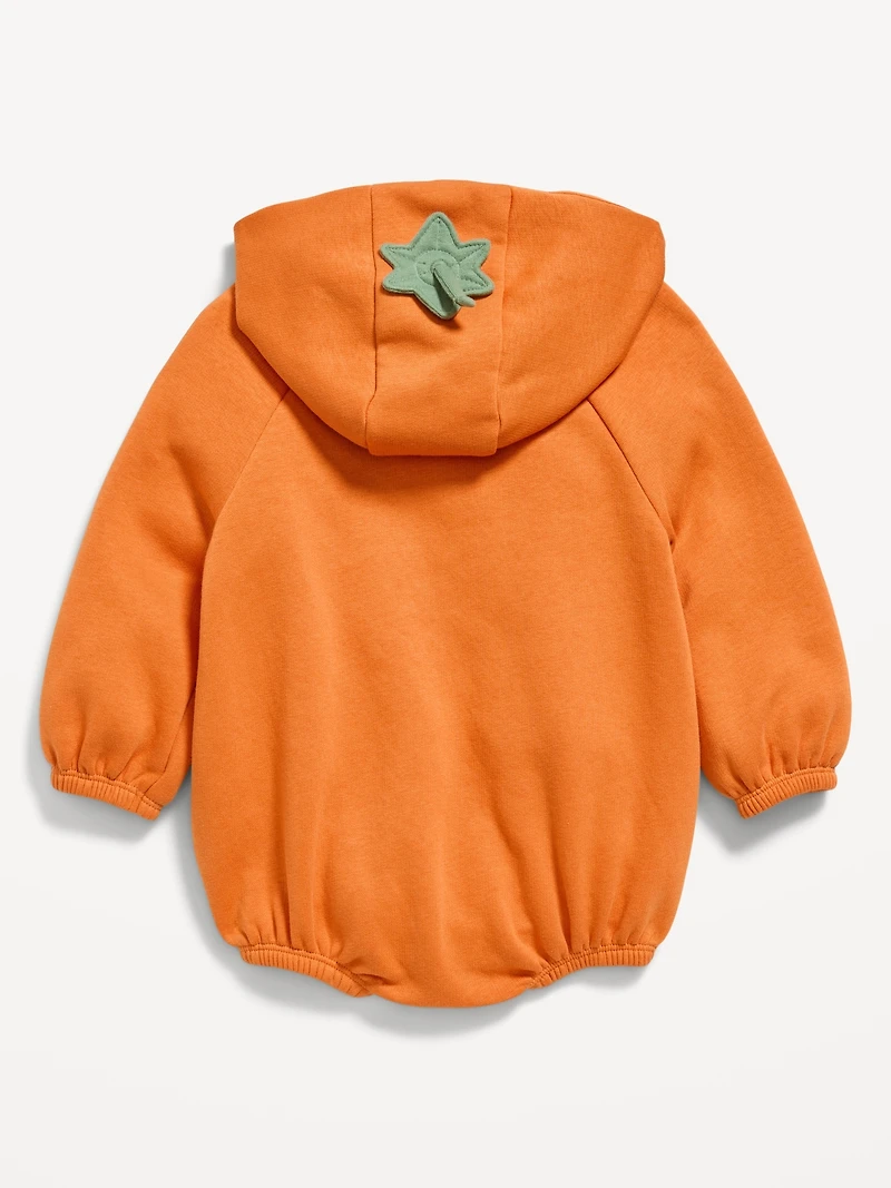 Hooded Pumpkin Critter Fleece One-Piece Romper for Baby