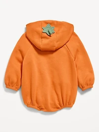 Hooded Pumpkin Critter Fleece One-Piece Romper for Baby
