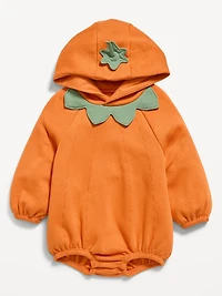 Hooded Pumpkin Critter Fleece One-Piece Romper for Baby