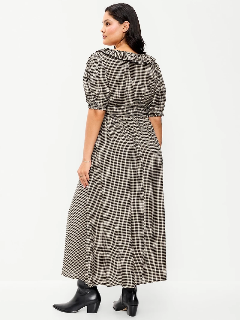 Ruffle-Trim Boho Maxi Dress