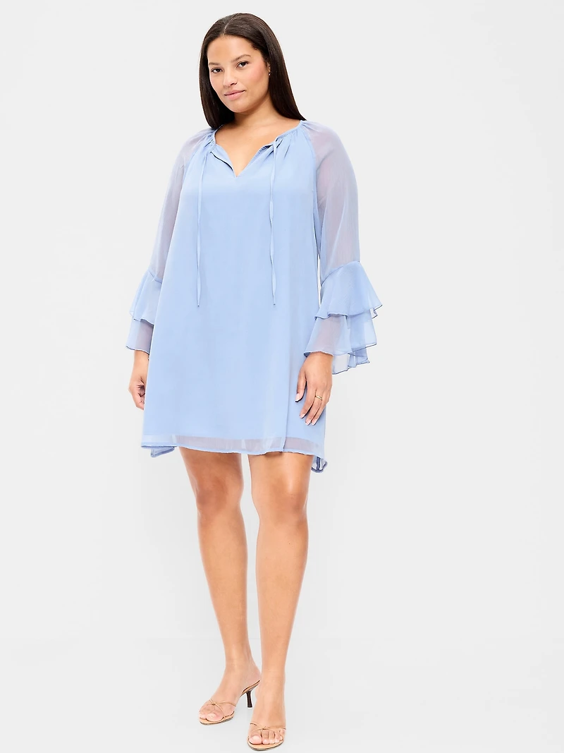 Bell-Sleeve Boho Mini Dress