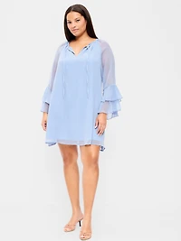 Bell-Sleeve Boho Mini Dress