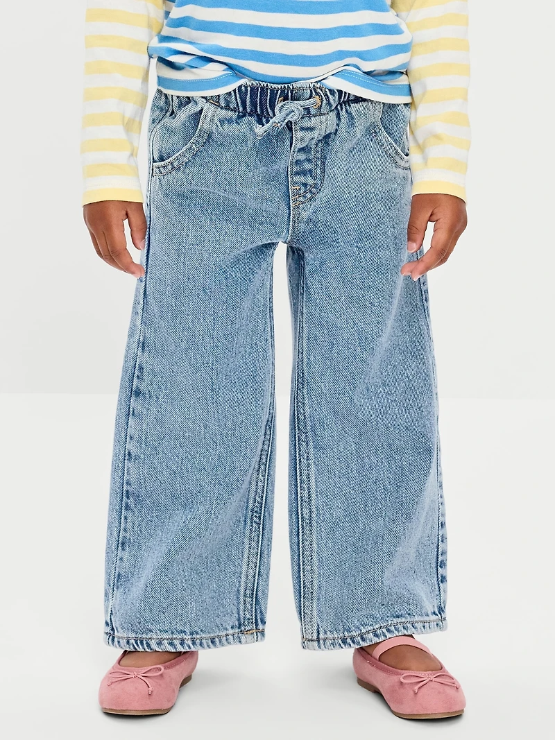 High-Waisted Baggy Wide-Leg Pull-On Jeans for Toddler Girls