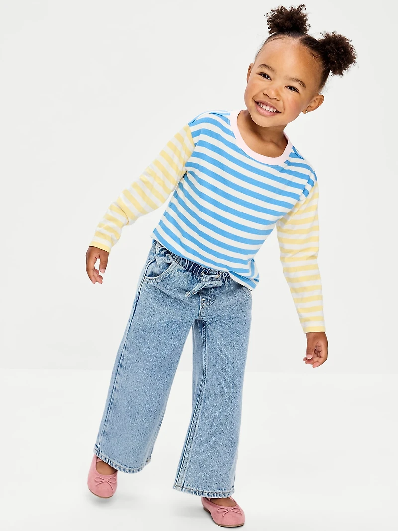 High-Waisted Baggy Wide-Leg Pull-On Jeans for Toddler Girls