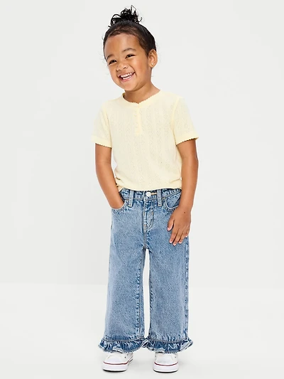 High-Waisted Super Baggy Ruffled Wide-Leg Jeans for Girls
