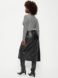 Faux-Leather Pencil Midi Skirt