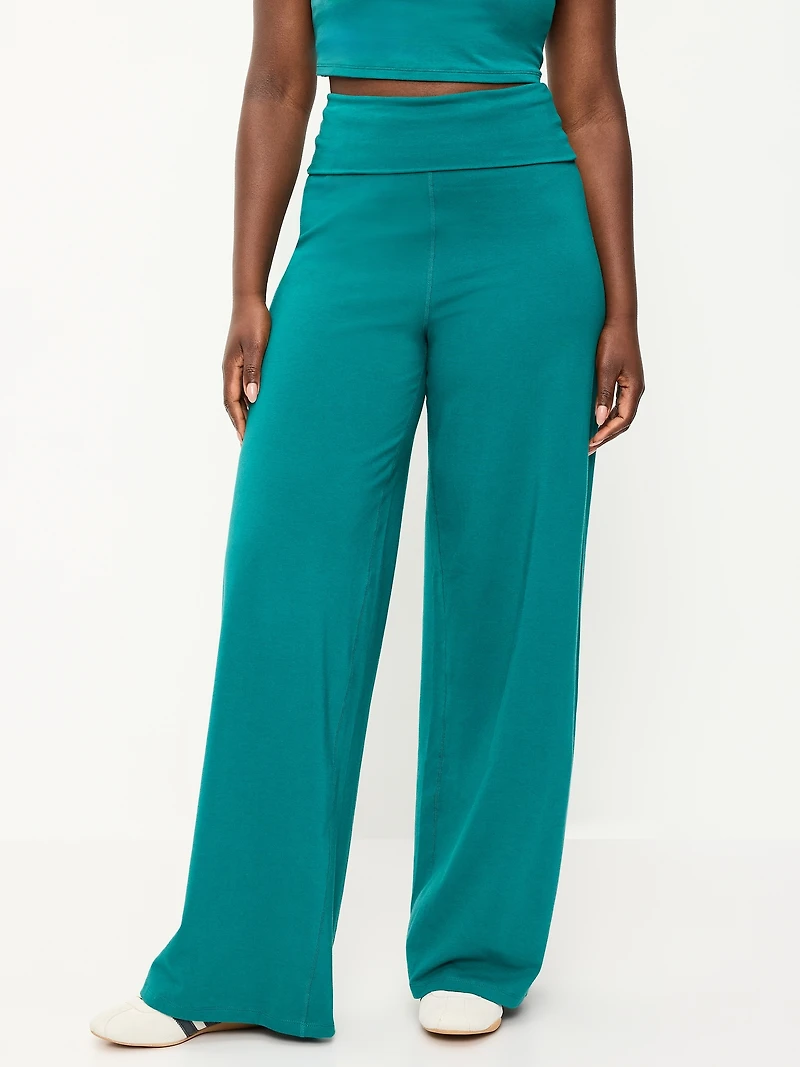High-Waisted PowerChill Fold-Over Wide-Leg Pants