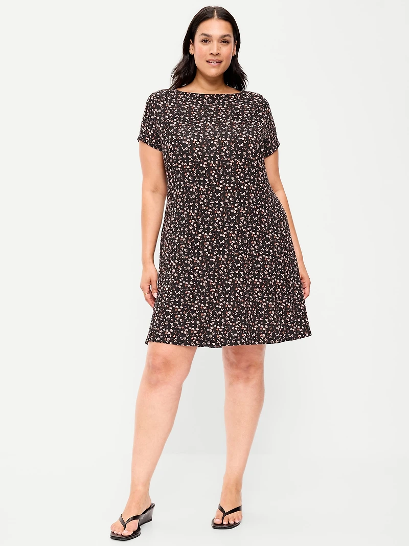 Short-Sleeve Mini Swing Dress