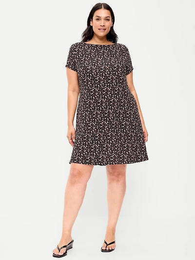 Short-Sleeve Mini Swing Dress