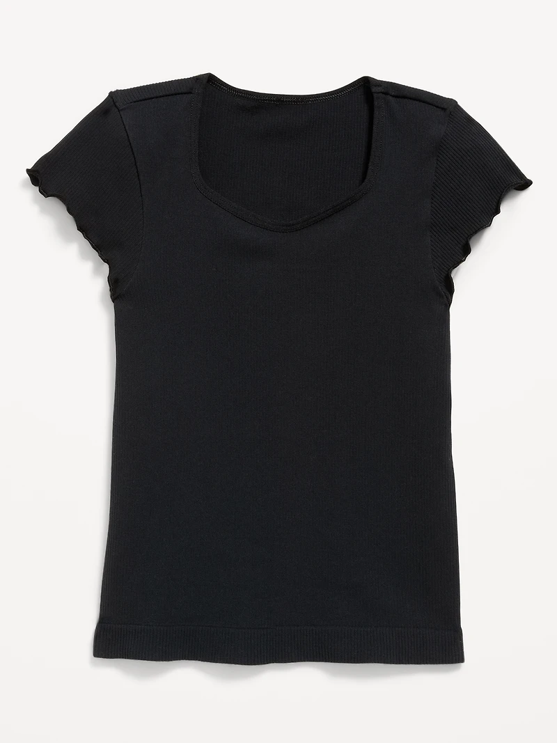 Fitted Seamless Ribbed Performance Top for Girls