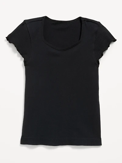 Fitted Seamless Ribbed Performance Top for Girls