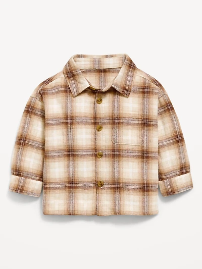 Long-Sleeve Plaid Flannel Shirt for Baby