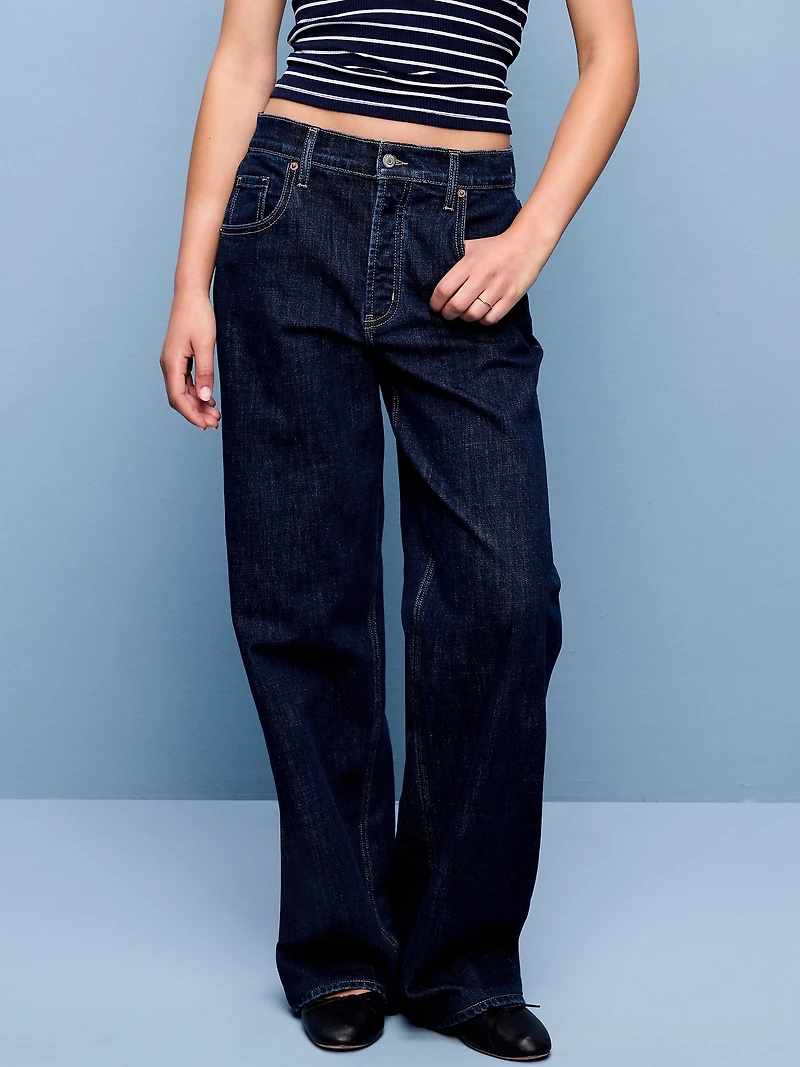 Mid-Rise Slouchy Wide-Leg Jeans