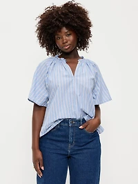 Loose Short-Sleeve Striped Top