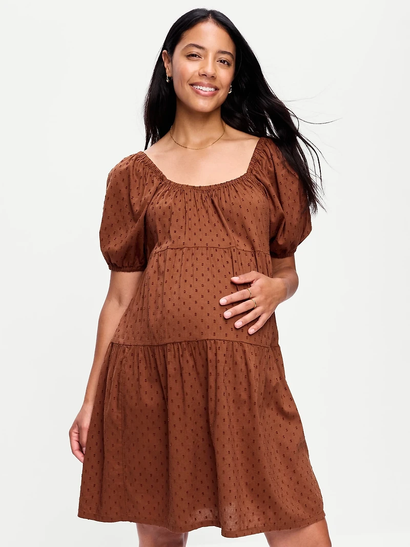 Maternity Short-Sleeve Swing Mini Dress