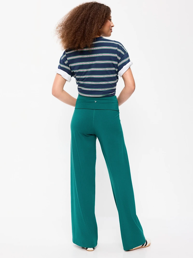 High-Waisted PowerChill Fold-Over Wide-Leg Pants