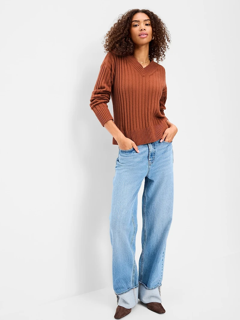 SoSoft Ribbed V-Neck Sweater