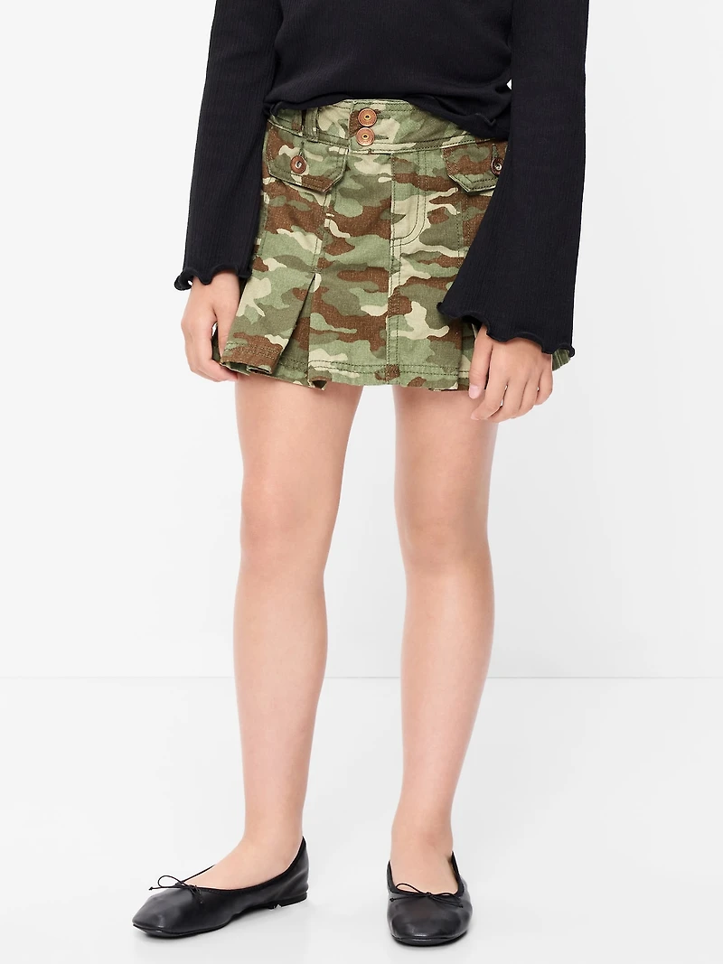 Pleated Utility Twill Skirt for Girls