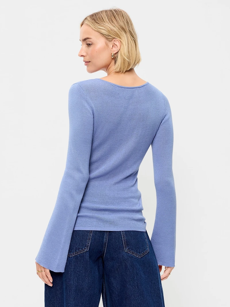 Bell-Sleeve Keyhole Top