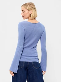 Bell-Sleeve Keyhole Top
