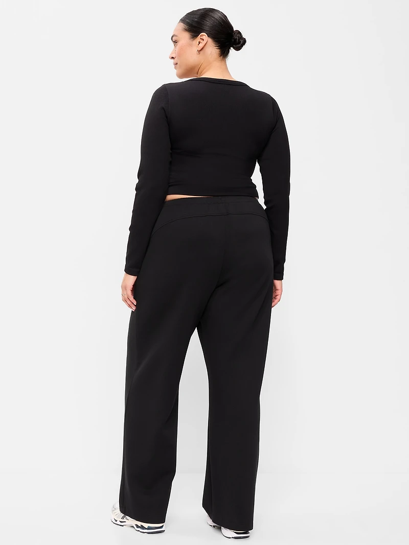 Mid-Rise Dynamic Fleece Textured Wide-Leg Sweatpants