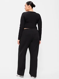 Mid-Rise Dynamic Fleece Textured Wide-Leg Sweatpants