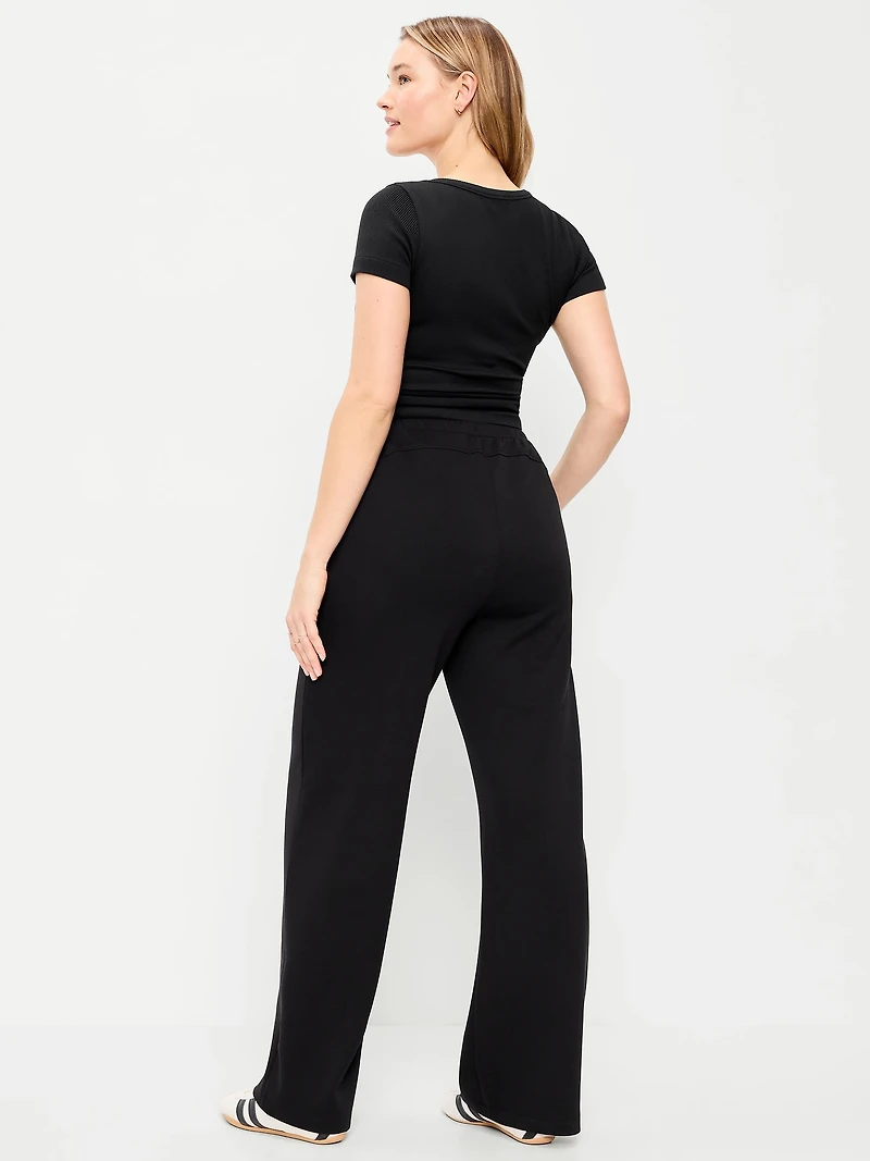 Mid-Rise Dynamic Fleece Textured Wide-Leg Sweatpants