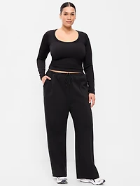 Mid-Rise Dynamic Fleece Textured Wide-Leg Sweatpants