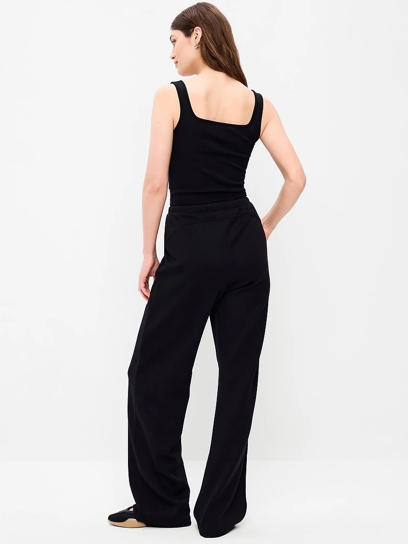 Mid-Rise Dynamic Fleece Textured Wide-Leg Sweatpants