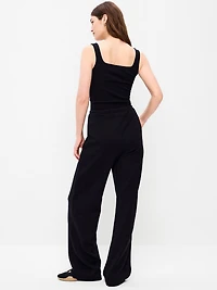 Mid-Rise Dynamic Fleece Textured Wide-Leg Sweatpants