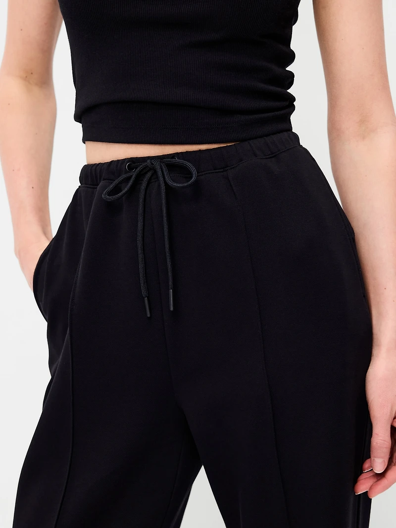 Mid-Rise Dynamic Fleece Textured Wide-Leg Sweatpants