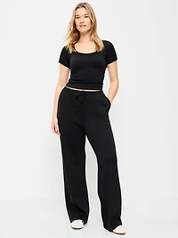 Mid-Rise Dynamic Fleece Textured Wide-Leg Sweatpants